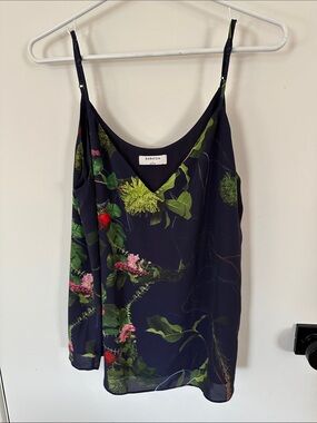 Babaton Navy Floral Camisole with Green & Pink Accents